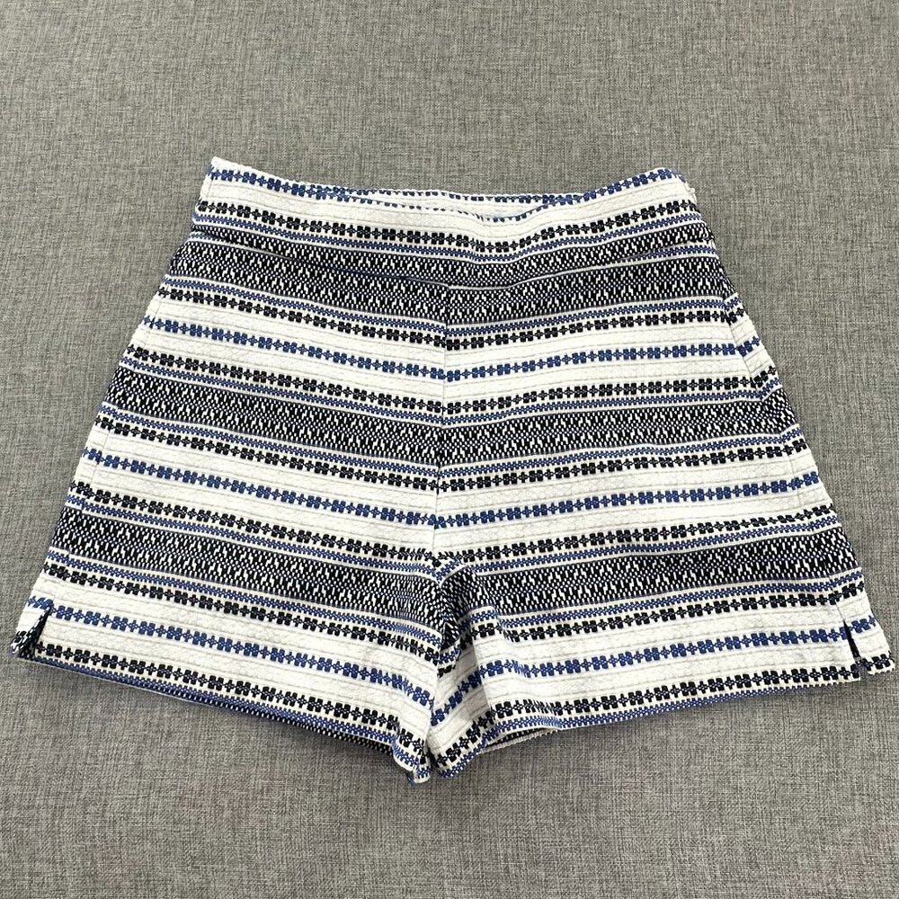 GAP Boho Shorts Striped Embroidered Side Zipper Mid Rise Cotton Blend‎ Size 4